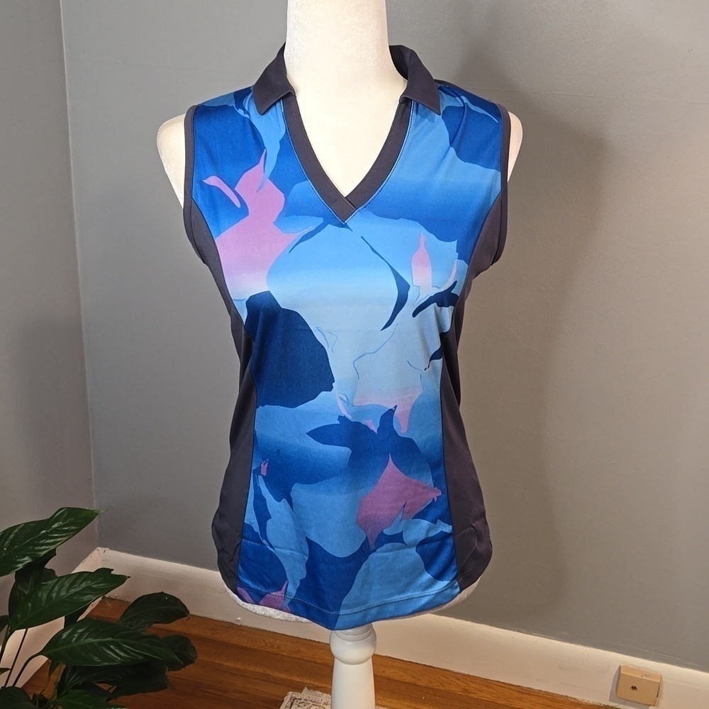 Callaway Blue Sea Star Sleeveless V-Neck Golf Top - Size S